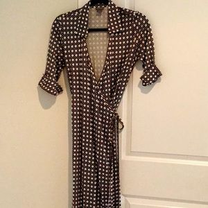 Ann Taylor Brown and off white print dress Size 8